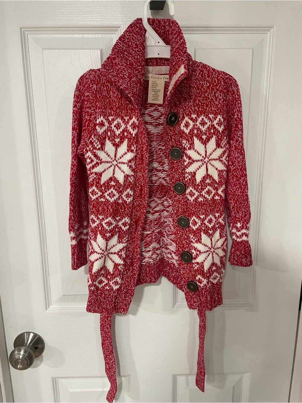 The Eagles Eye Cozy Red Fair Isle Button-Front Sweater 4T